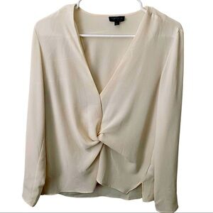 Top Shop size 4 classic cream pin tucked bib front long sleeve